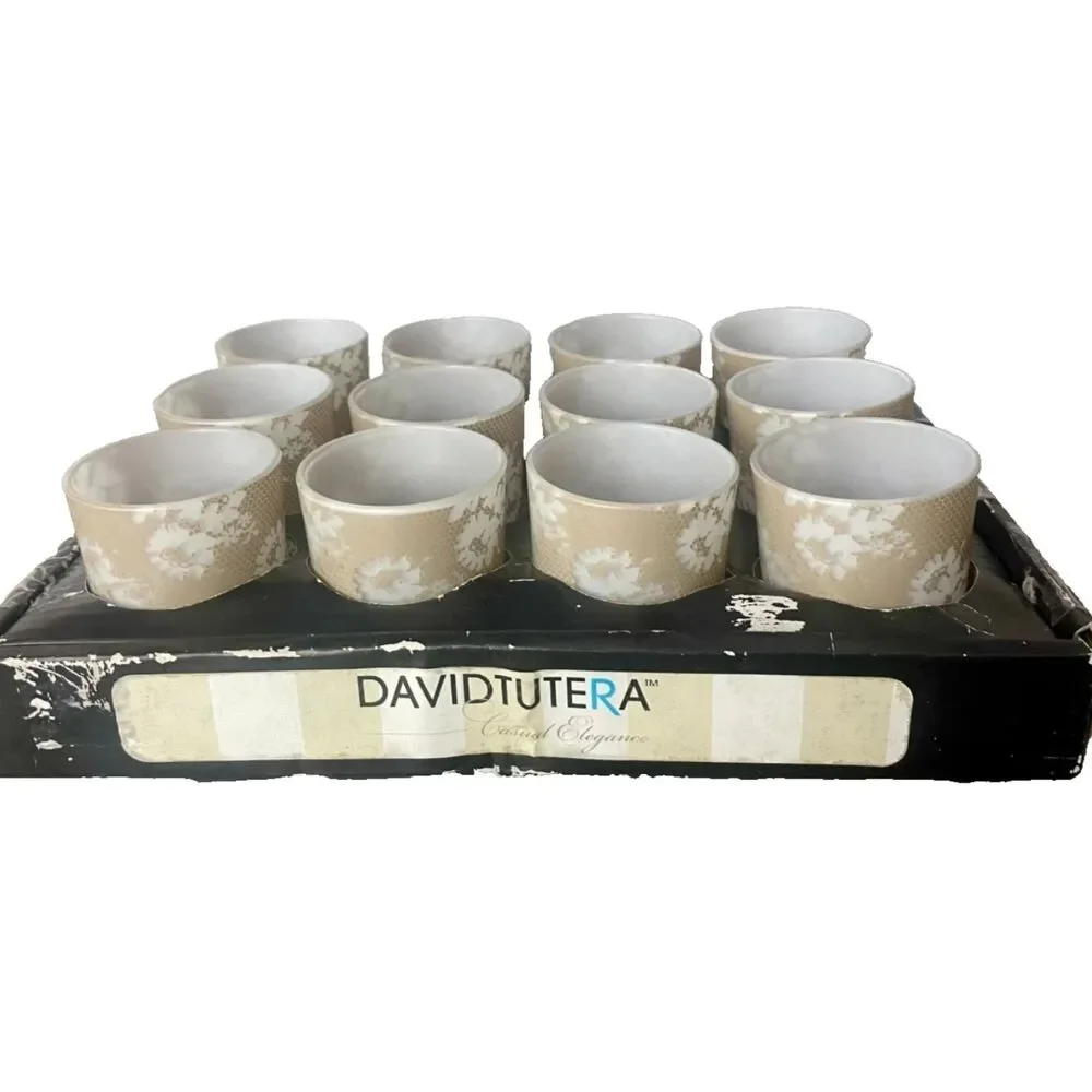 David Tutera Gold Floral Mercury Glass Votive Candle Holders Set of 12